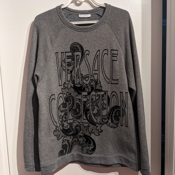 Versace Collection Other - Versace Collection Gray Crewneck Sweatshirt with Black Graphic Logo